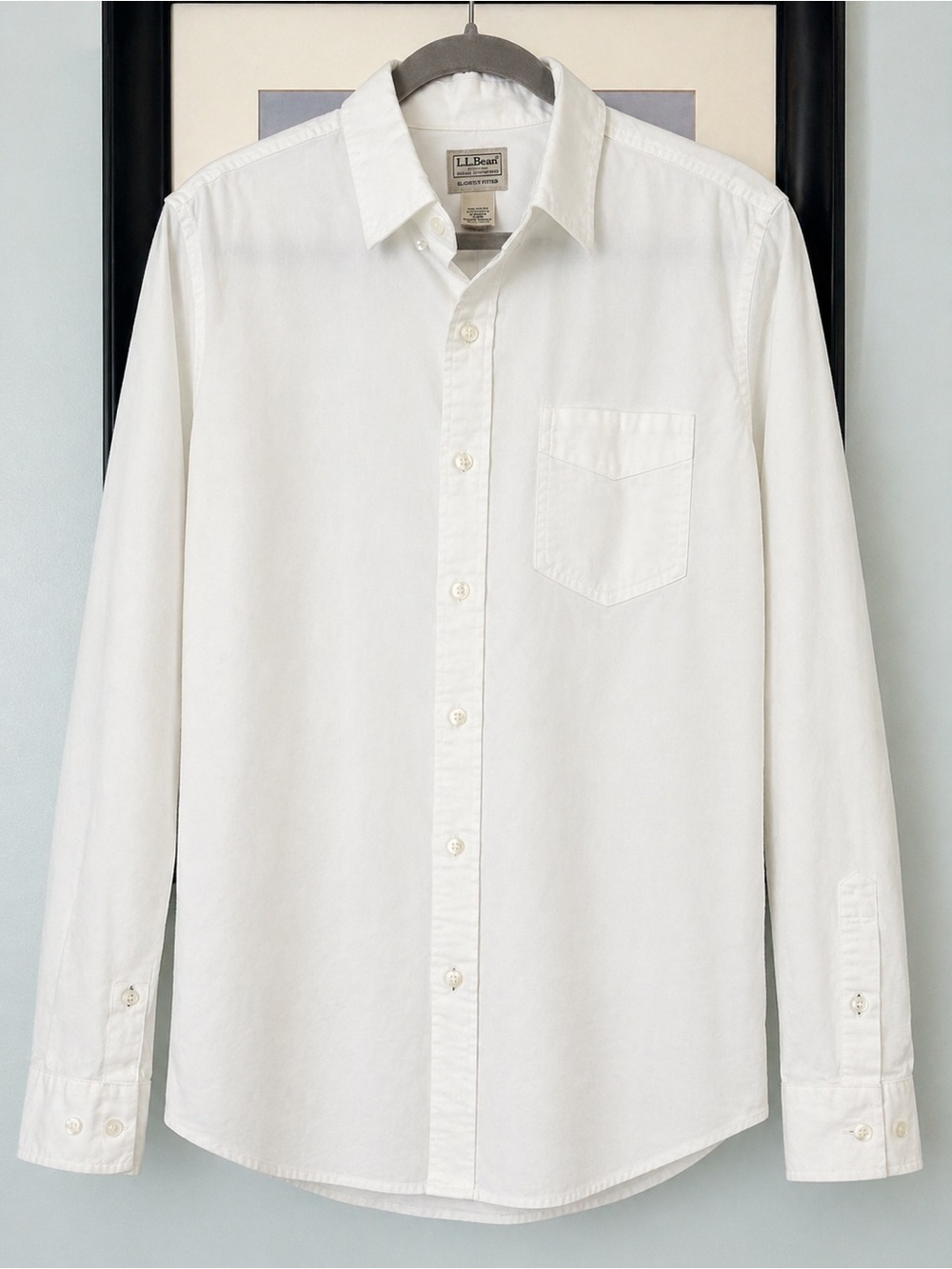 L.L. Bean Men's Slightly Fitted White Button-Down Oxford Shirt Cotton Preppy